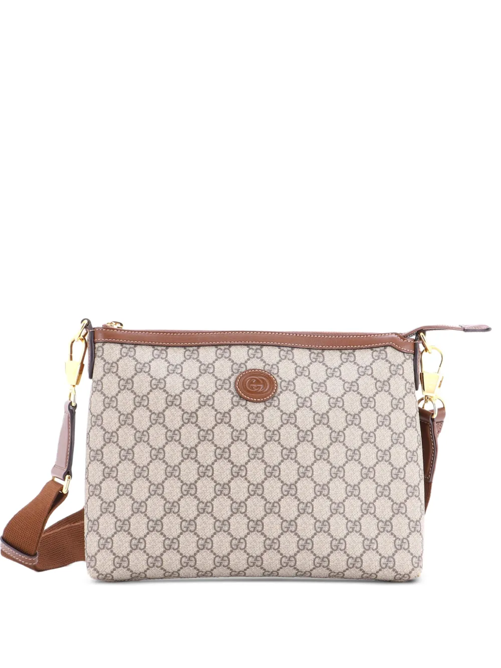 Gucci Pre-Owned Interlocking G Patch Wristlet Messenger Bag GG Coated Canvas Medium crossbody bag - Marrone