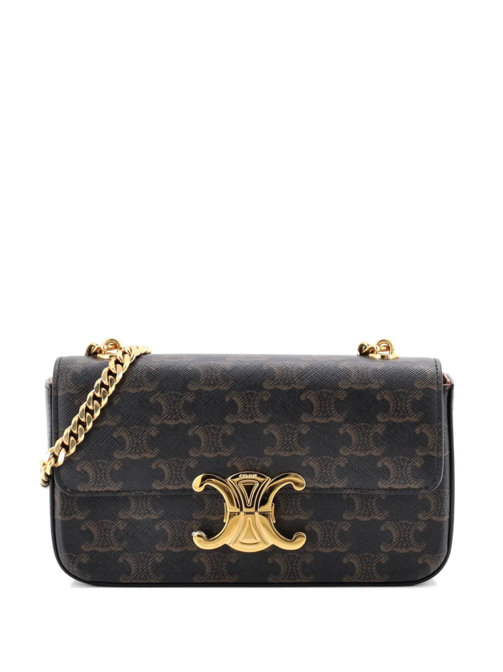 Celine Pre-Owned Triomphe Chain Triomphe Coated Canvas Small shoulder bag - Marrone