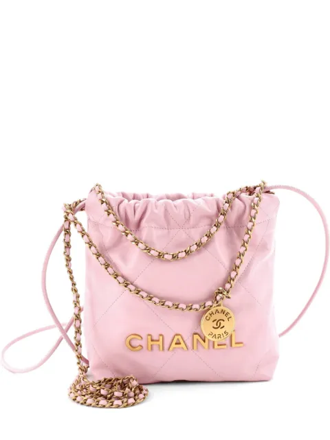 CHANEL Pre-Owned 22 liten quiltad axelremsväska i kalvskinn