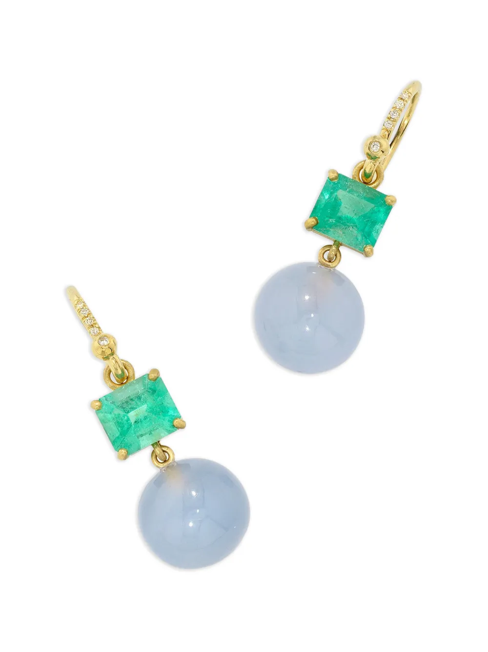 Irene Neuwirth Gumball emerald and chalcedony earrings - Oro