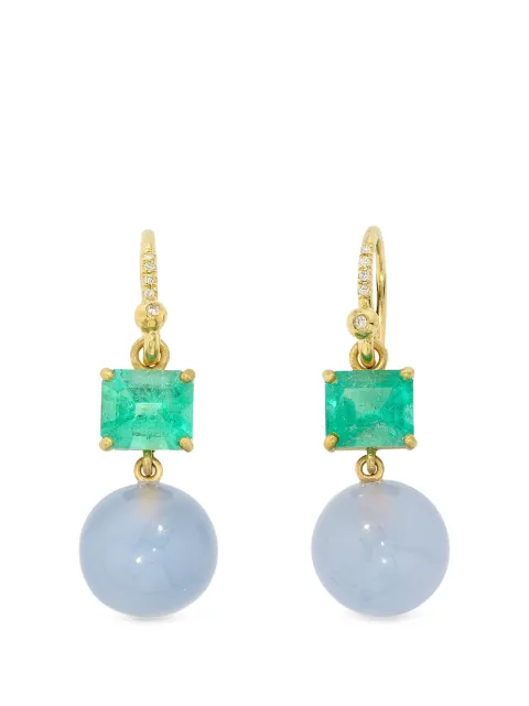 Irene Neuwirth Gumball oorbellen met smaragd en chalcedoon