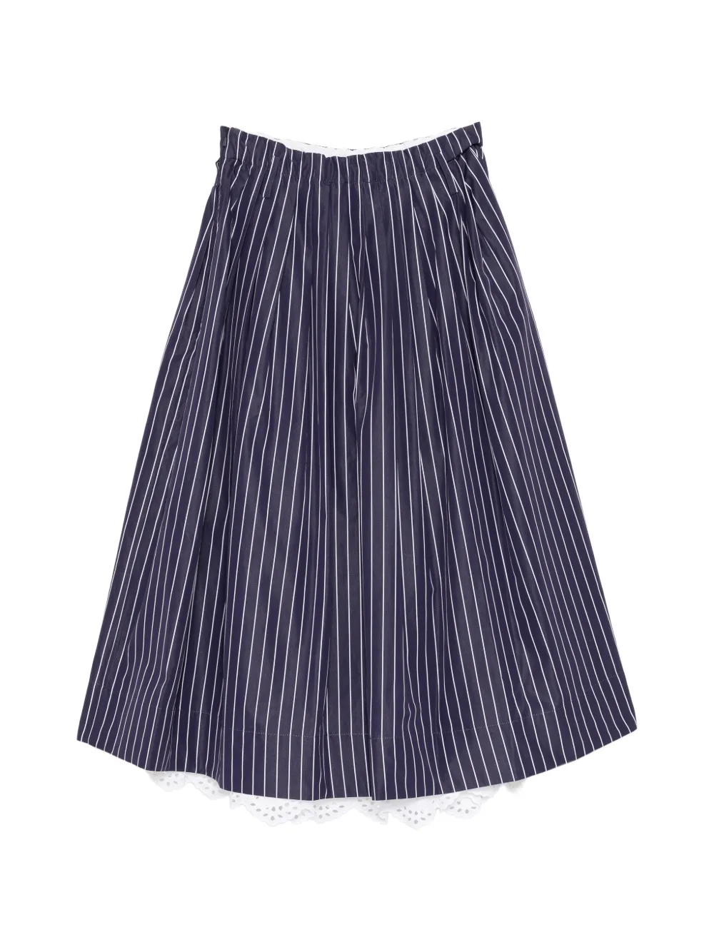 Dice Kayek Midi-rok met krijtstreep en afwerking van kant Blauw