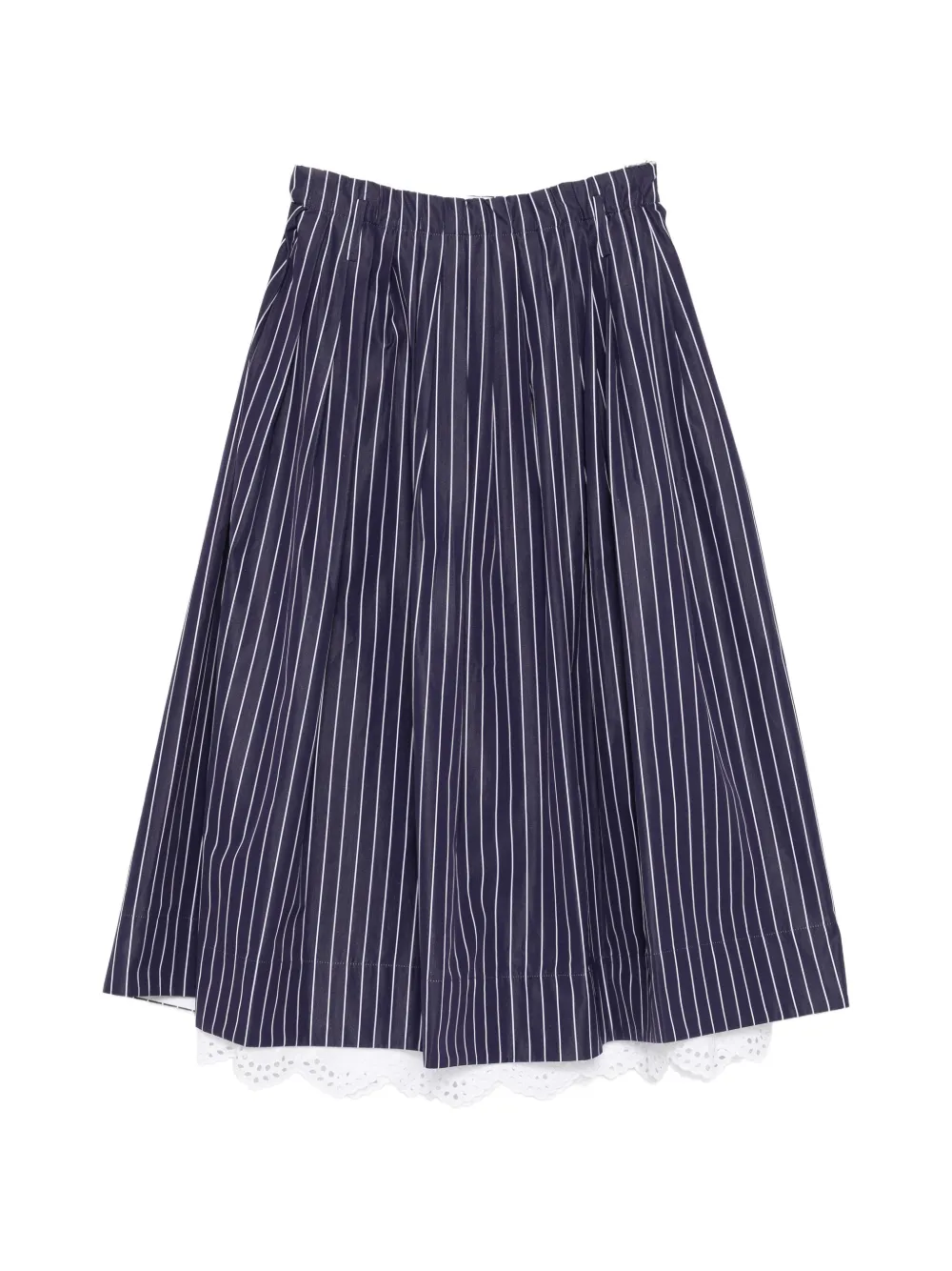 Dice Kayek lace-hem pinstriped midi skirt - Blu