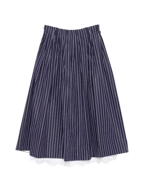 Dice Kayek lace-hem pinstriped midi skirt