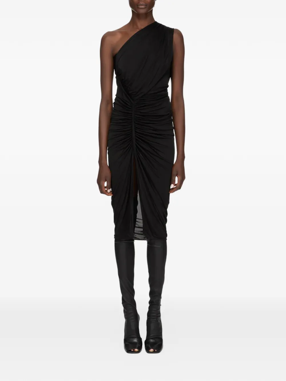 Rick Owens Lilies Avra one-shoulder ruched-detail dress - Nero