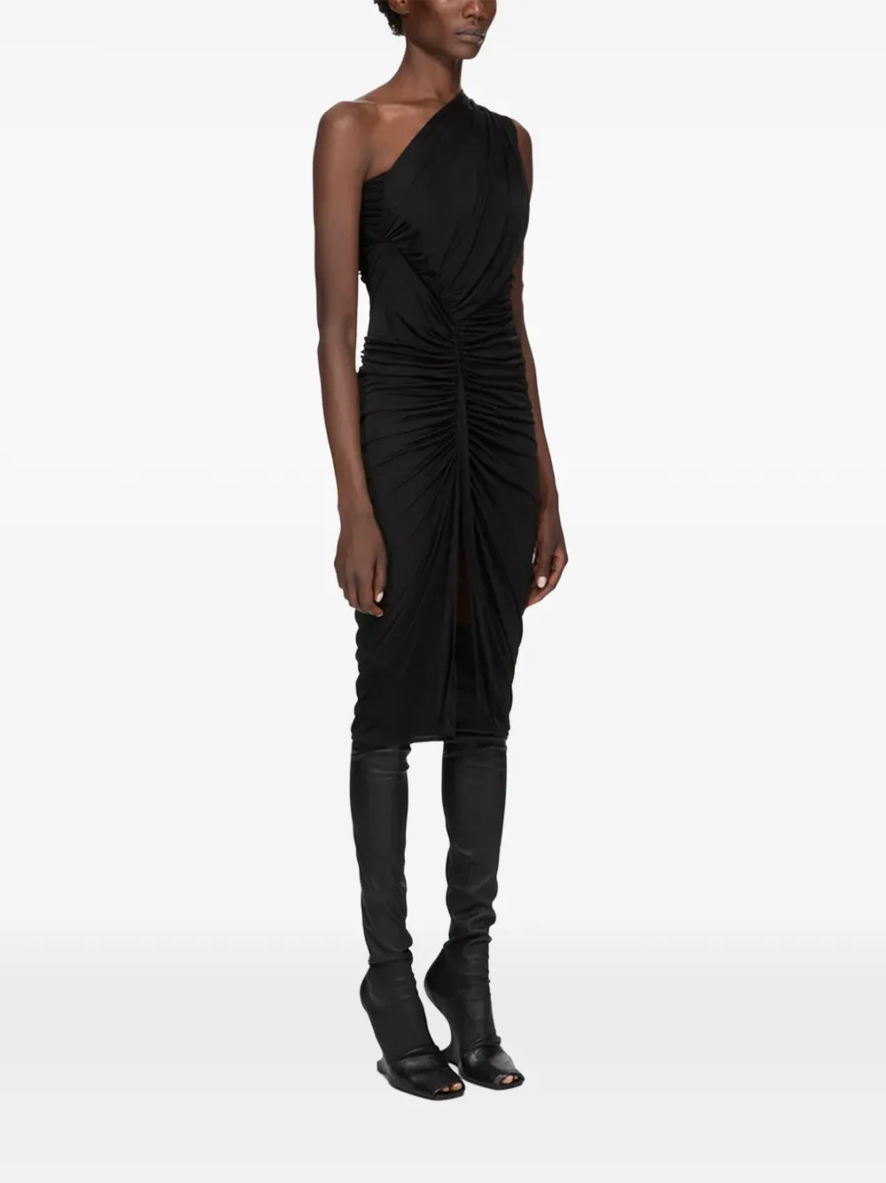 Rick Owens Lilies Avra asymmetrische jurk met ruches Zwart
