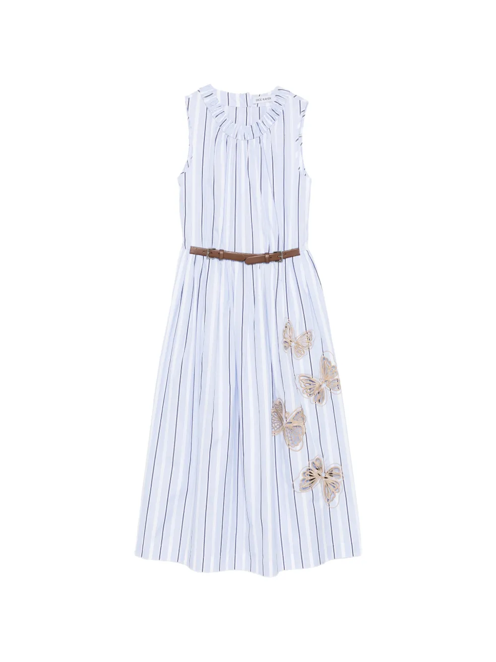 Dice Kayek butterfly embroidered stripe dress - Blau