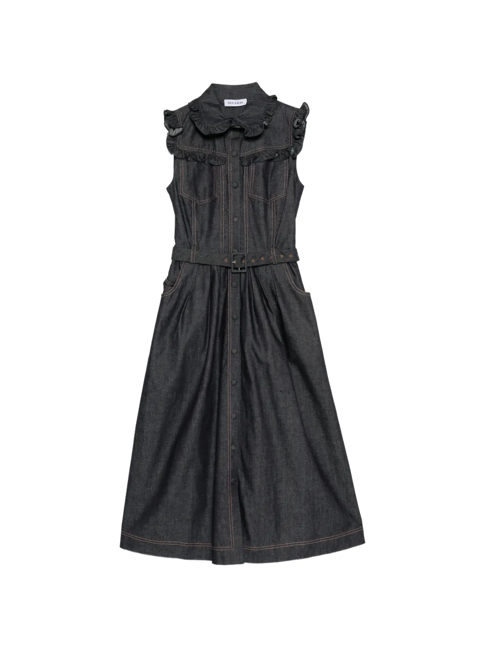 Dice Kayek ruffled chambray midi dress - Blue