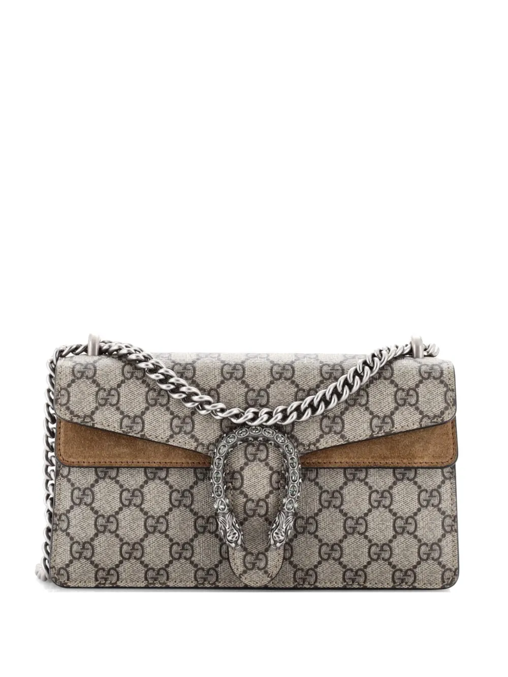 Gucci Pre-Owned Dionysus Bag GG Coated Canvas with Crystal Embellished Metal Small shoulder bag - Brown