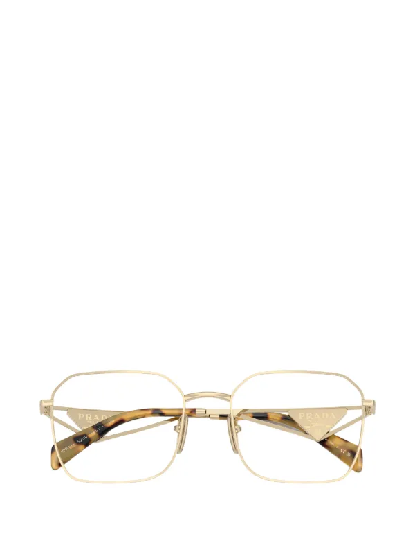 プラダ　メガネフレーム　スクエア型 Prada Eyewear square-frame Glasses | Gold | FARFETCH