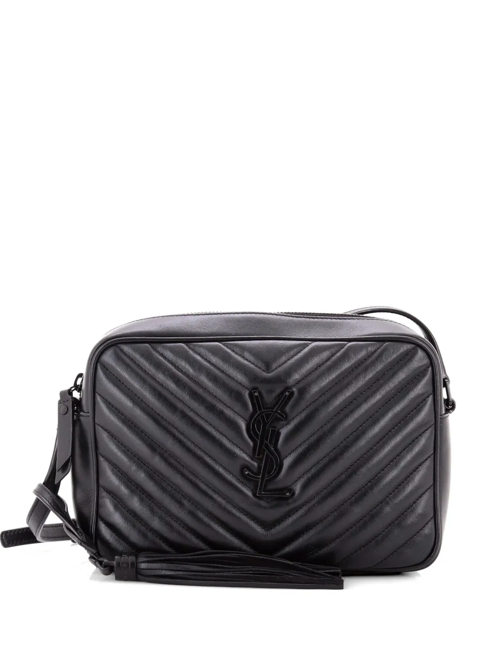 Saint Laurent Pre-Owned Kleine Lou Matelasse Umhängetasche aus Leder mit Zickzackmuster - Schwarz