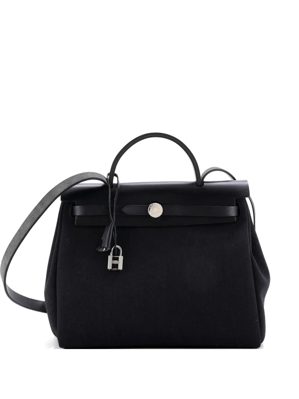 Hermès Pre-Owned Borsa a spalla Herbag 31 in pelle e tela con zip - Nero