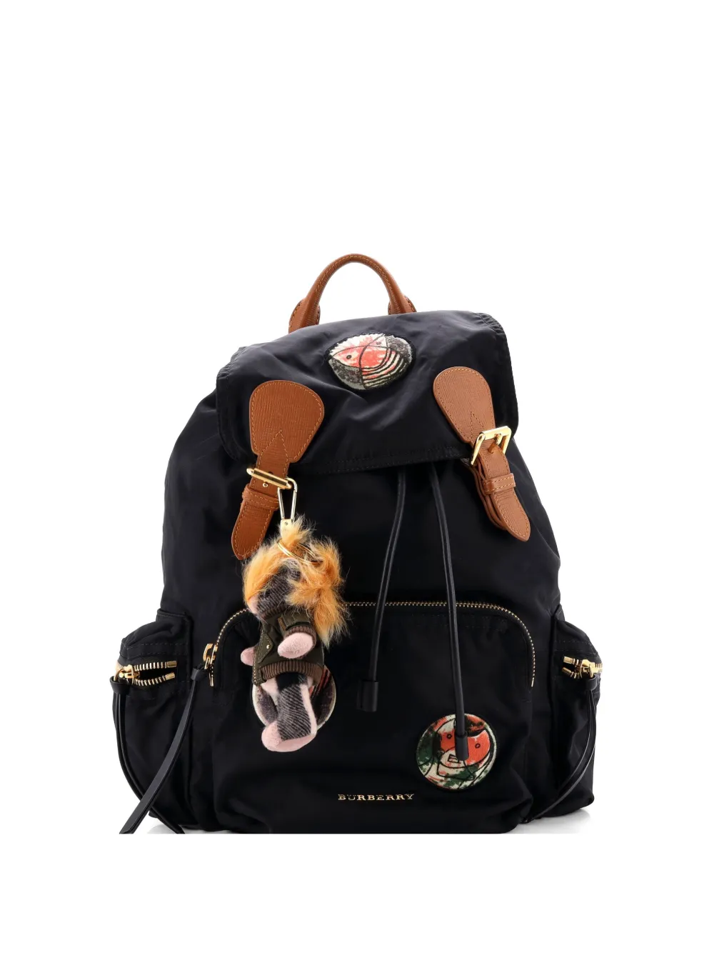 Burberry Pre-Owned Zaino Rucksack Patch Embellished Nylon Medium - Nero