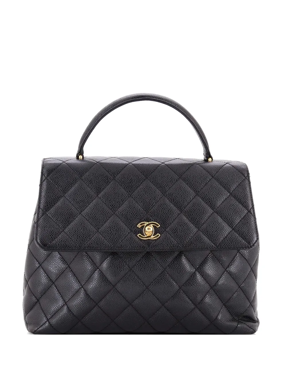 CHANEL Pre-Owned Classic Top Handle Flap Bag Quilted Caviar Jumbo satchel - Nero