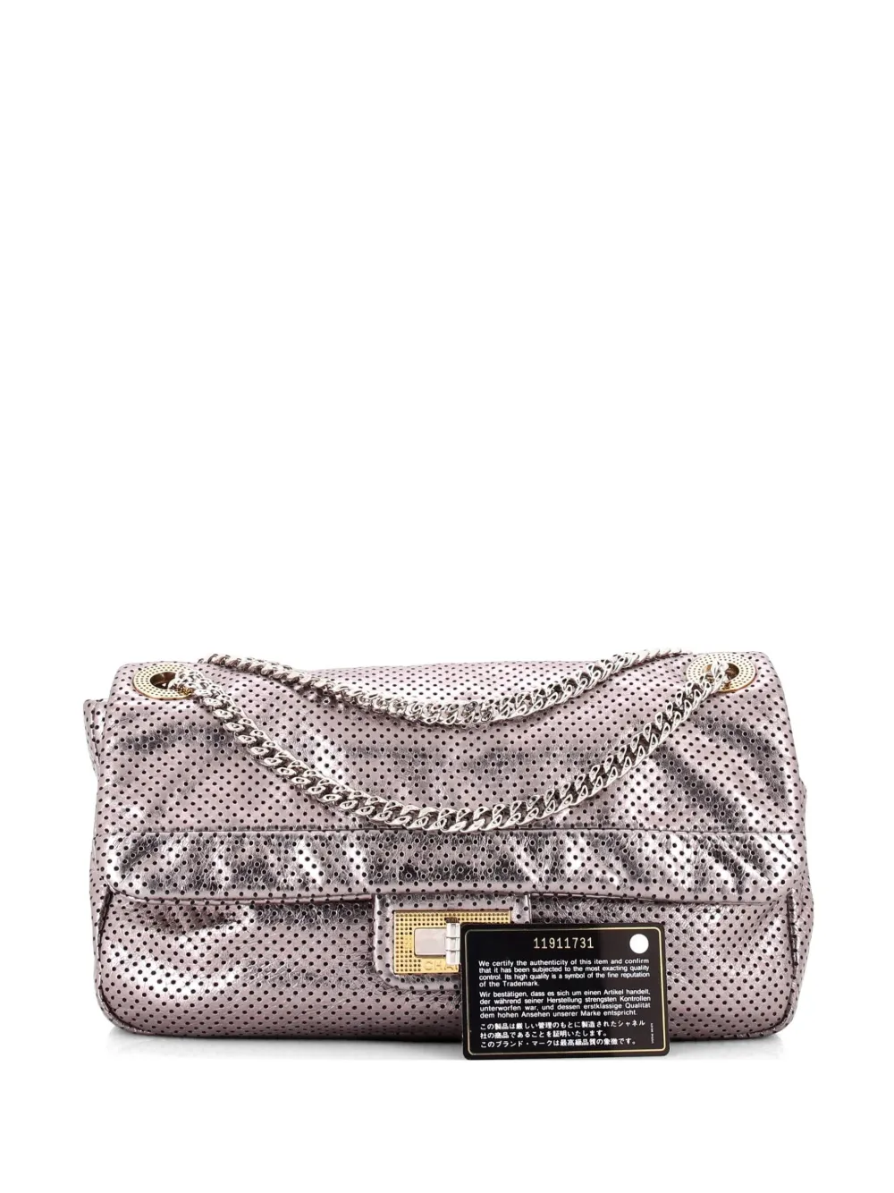 CHANEL Pre-Owned Drill Flap Bag Perforated Leather Medium shoulder bag - Argento