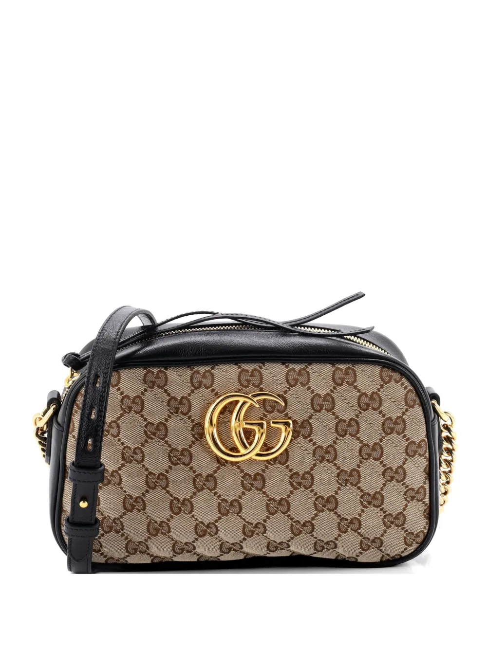 Gucci Pre-Owned GG Marmont Shoulder Bag Diagonal Quilted GG Canvas with Leather Small crossbody bag - Nero