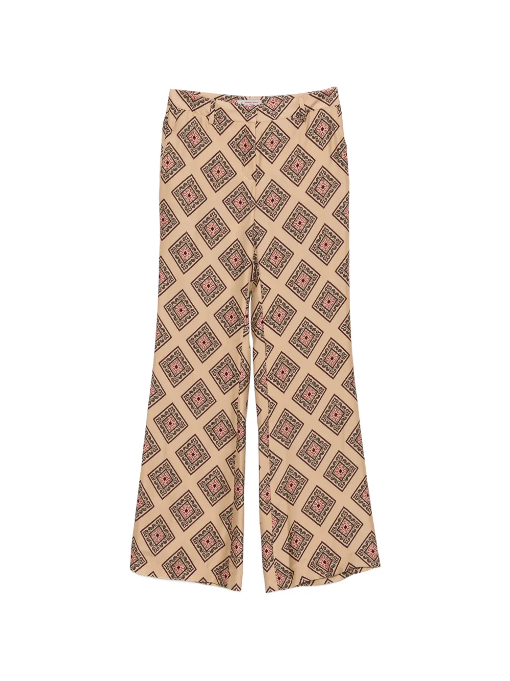 Alberto Biani geometric-print silk trousers - Marrone