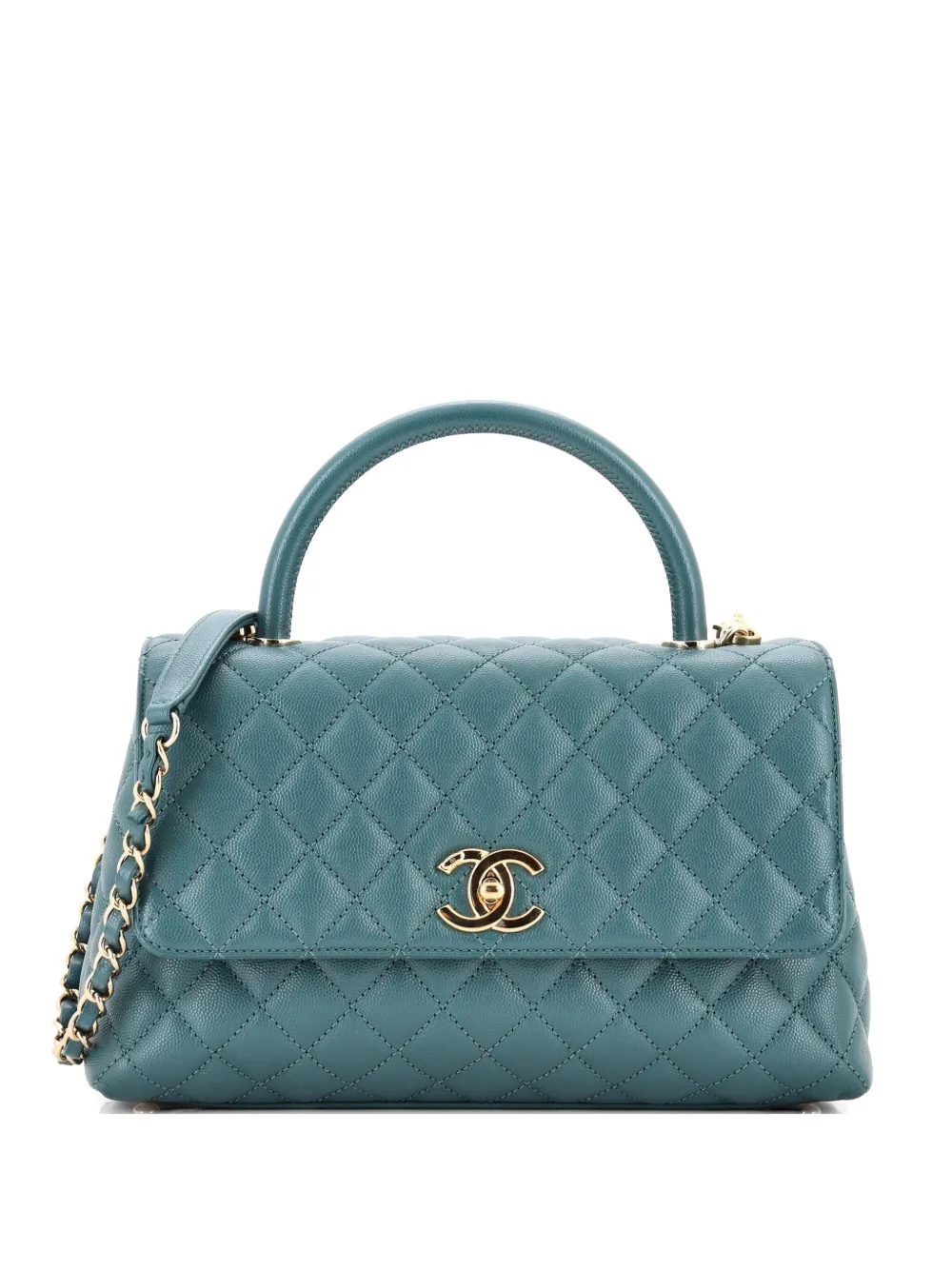 CHANEL Pre-Owned Coco Top Handle Bag Quilted Caviar Small crossbody bag - Green