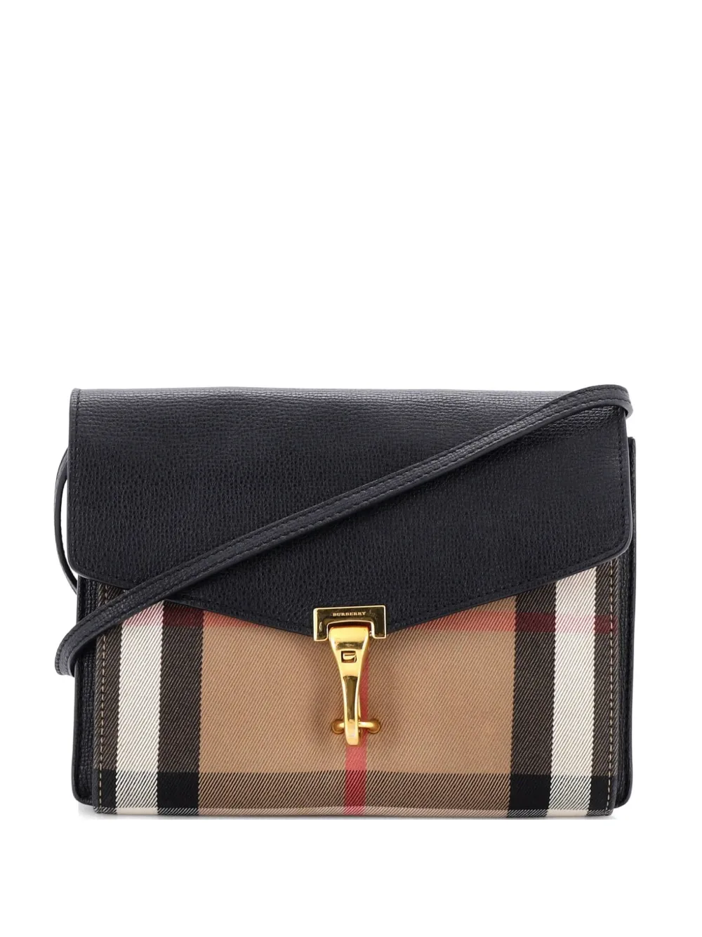 Burberry Pre-Owned Macken Leather and House Check Canvas Small crossbody bag - Schwarz