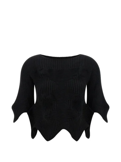 Issey Miyake Geripptes Linkage Strickoberteil