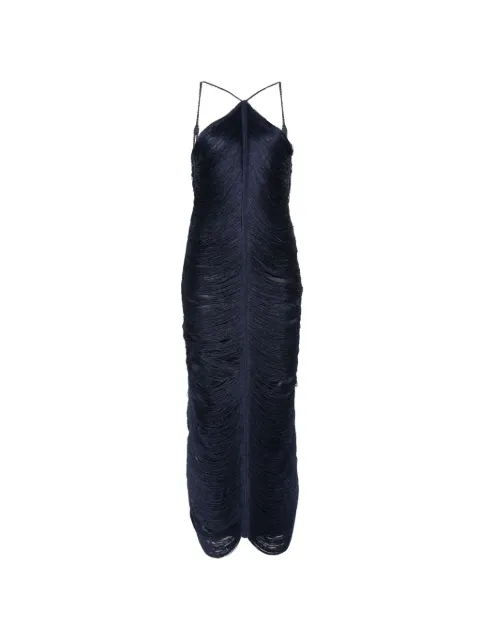 Bless Jade fringed halterneck midi dress