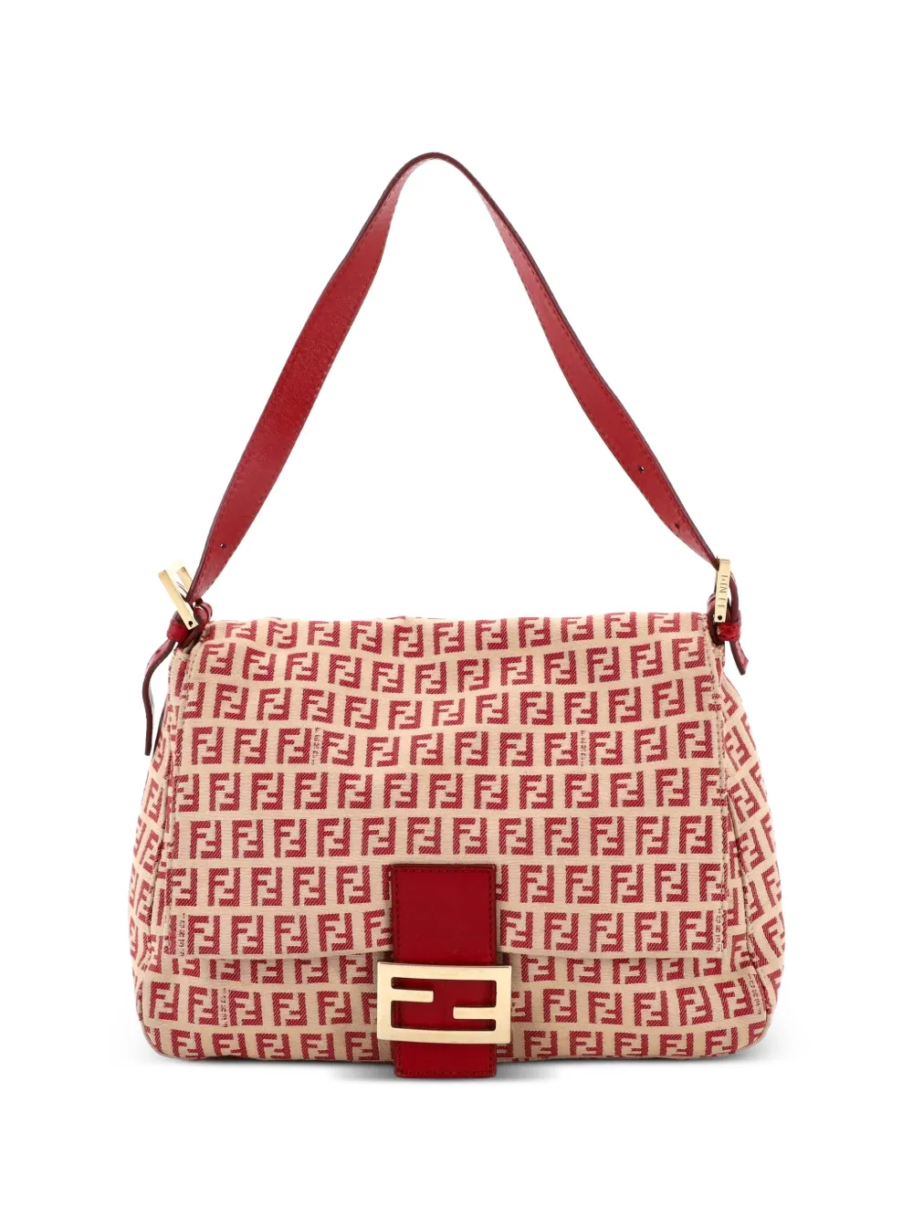 Fendi Pre-Owned Mama Forever Bag Zucchino Canvas Large shoulder bag - Red
