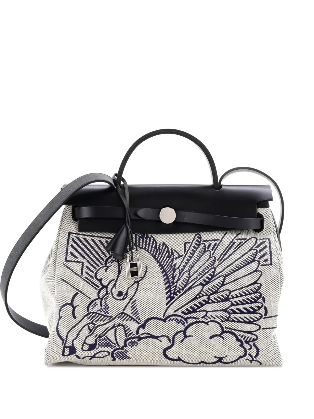 Hermès Pre-Owned Herbag Zip Pegase Pop Toile and Leather 31 shoulder bag - Nero