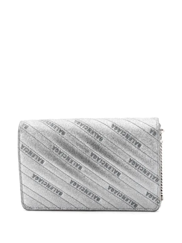Balenciaga Pre-Owned BB Chain Wallet Quilted Embroidered Glitter