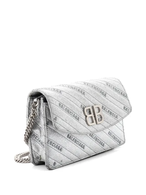 Balenciaga Pre-Owned BB Chain Wallet Quilted Embroidered Glitter