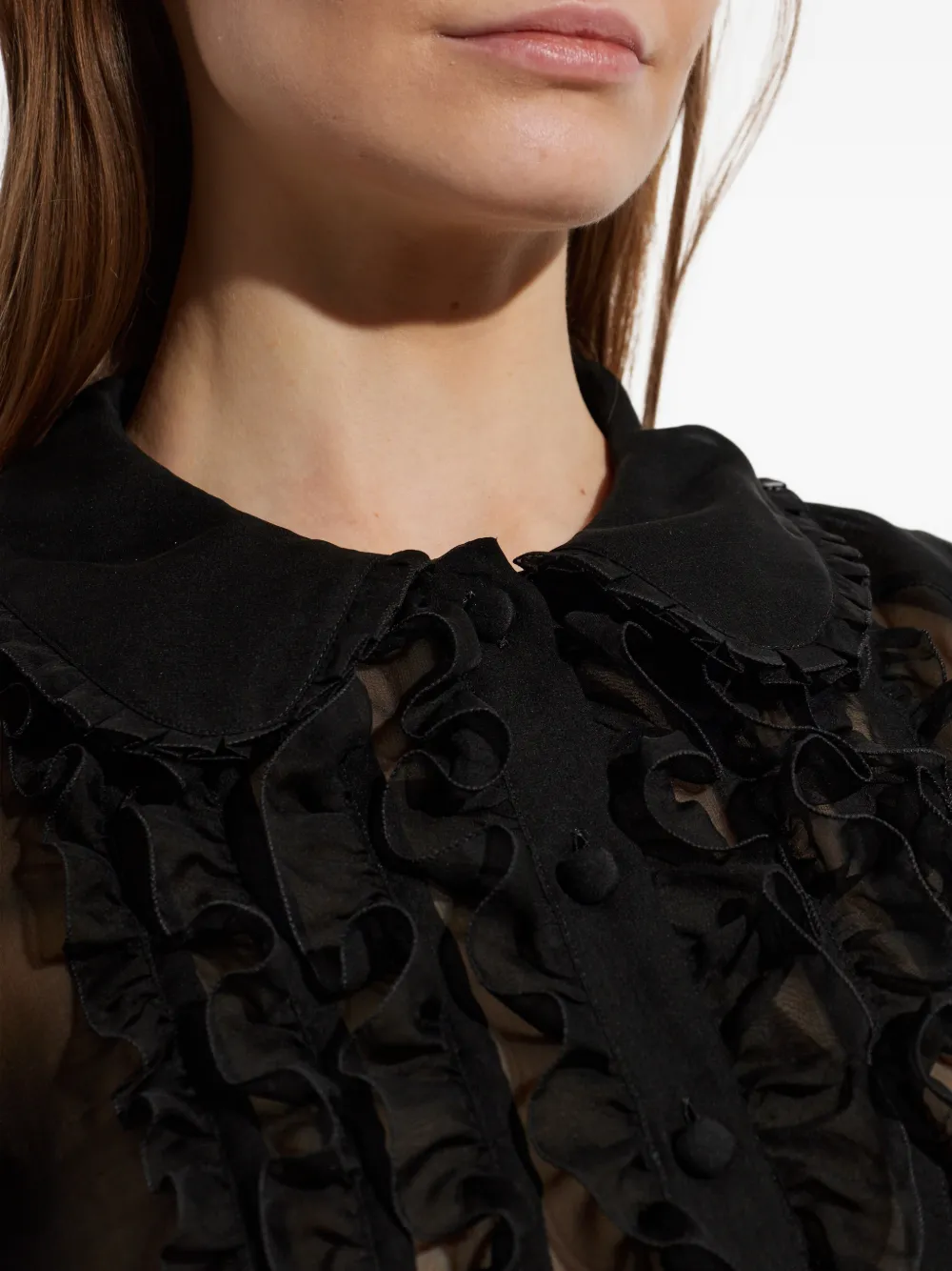 Dolce & Gabbana Doorzichtige blouse met ruches Zwart