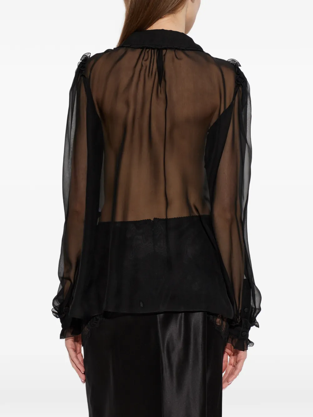 Dolce & Gabbana Doorzichtige blouse met ruches Zwart
