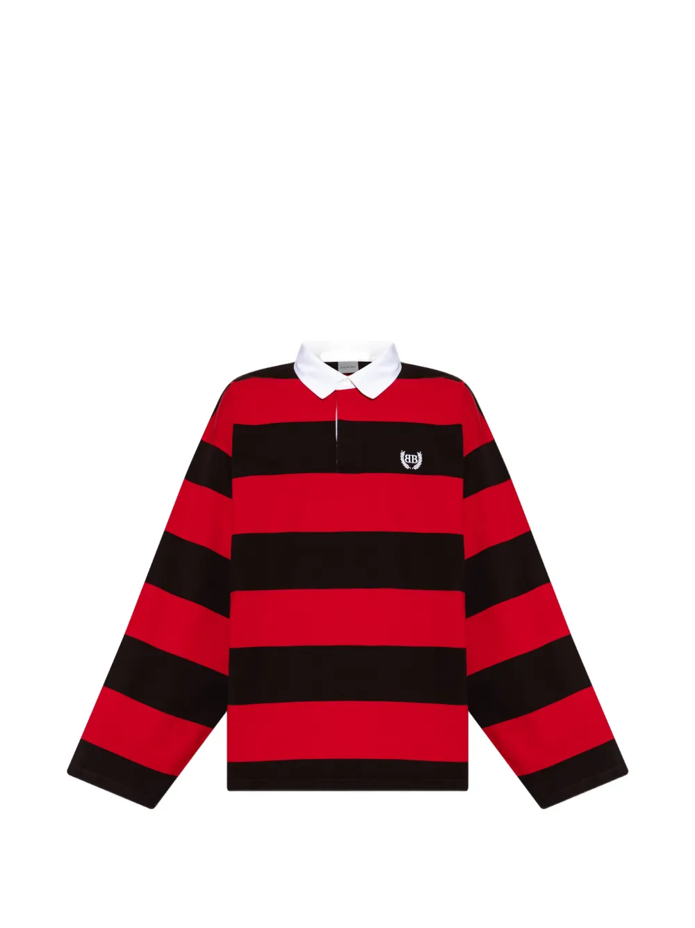 Balenciaga striped embroidered-logo polo shirt