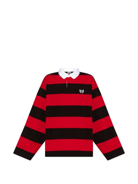 Balenciaga striped embroidered-logo polo shirt