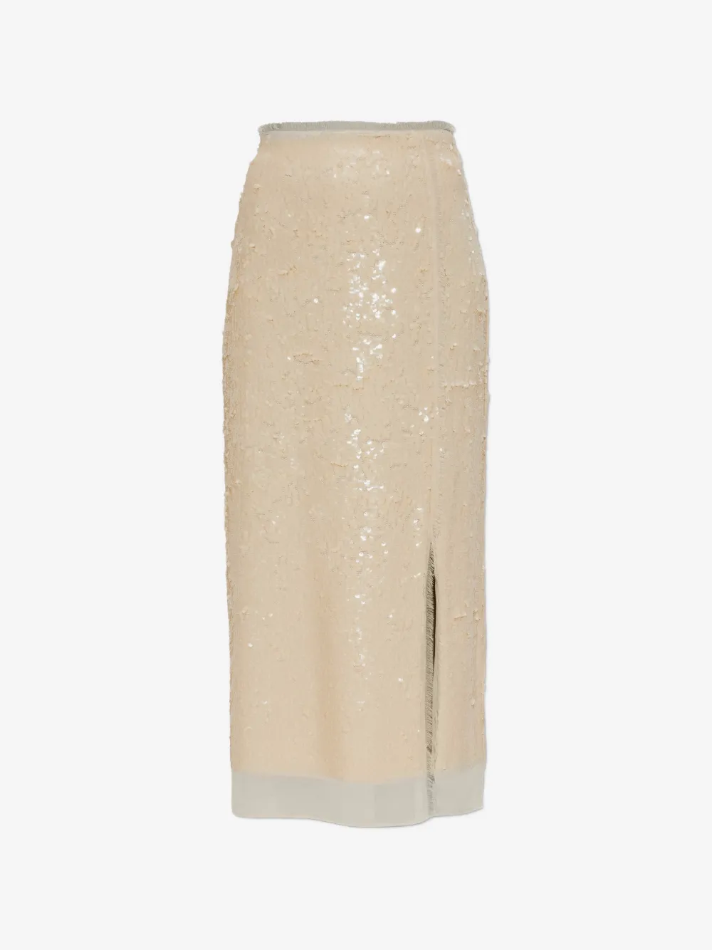 sequin-embellished frayed skirt