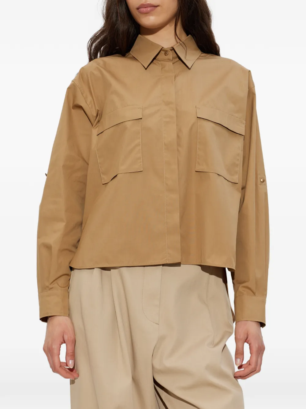 Max Mara Katoenen overhemd met klepzak Beige