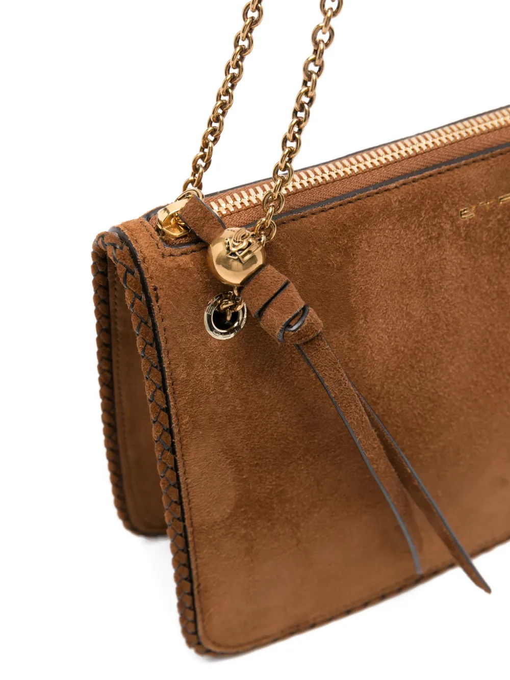 ETRO Leren schoudertas met logodetail Bruin
