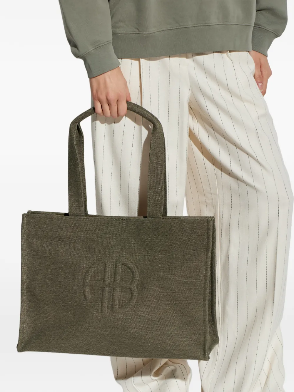 ANINE BING Shopper met logo-reliëf Groen