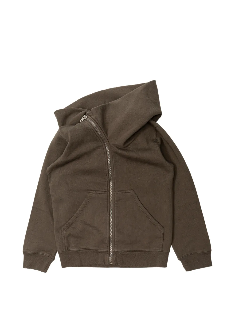 Rick Owens Kids asymmetric zip-up hoodie - Marrone