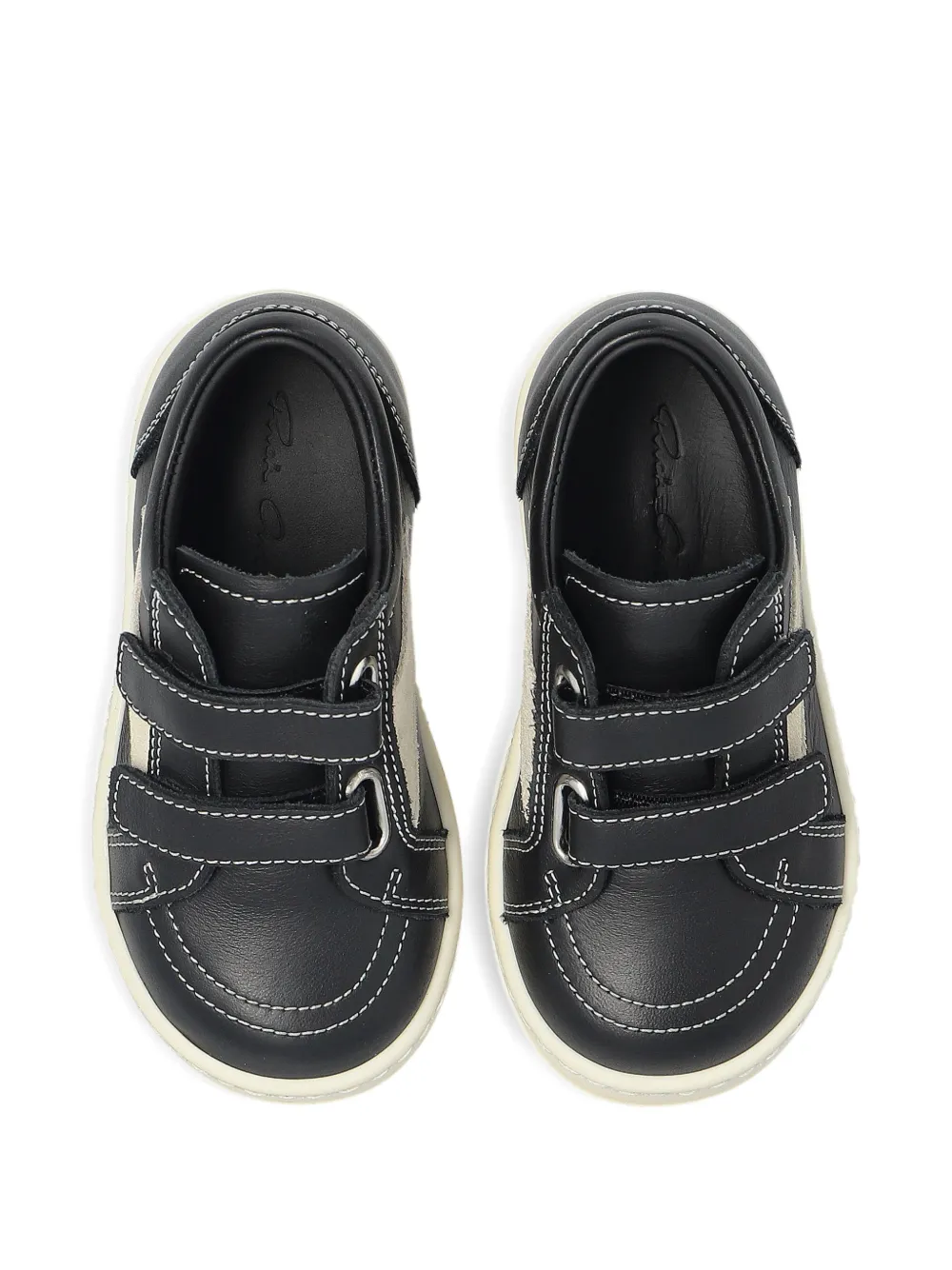 Rick Owens Kids touch-strap leather sneakers Zwart