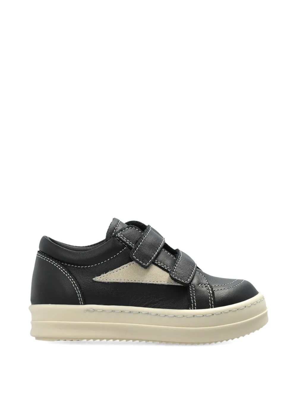 Rick Owens Kids touch-strap leather sneakers Zwart