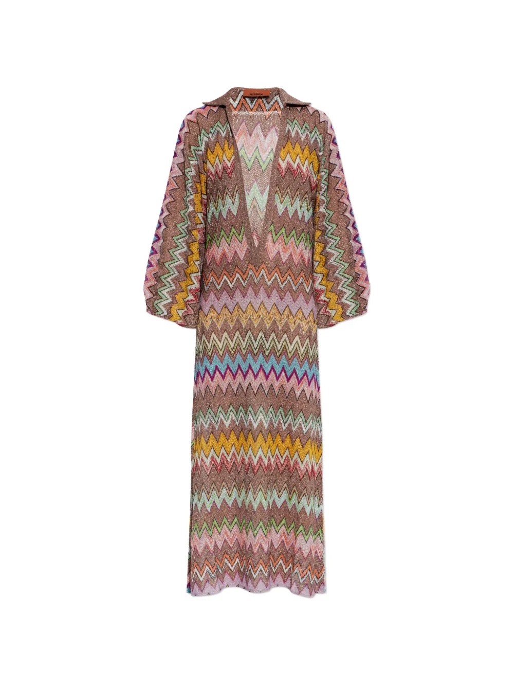 Missoni zigzag-knit metallic maxi dress - Marrone