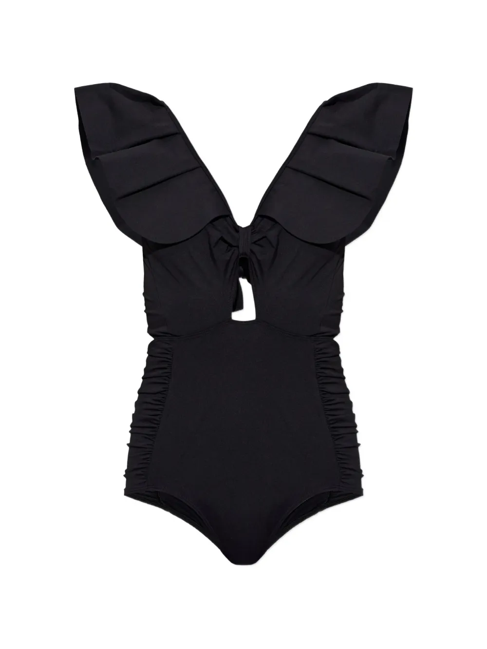 MAIÔ PARIS Montaigne ruffled cut-out swimsuit - Nero
