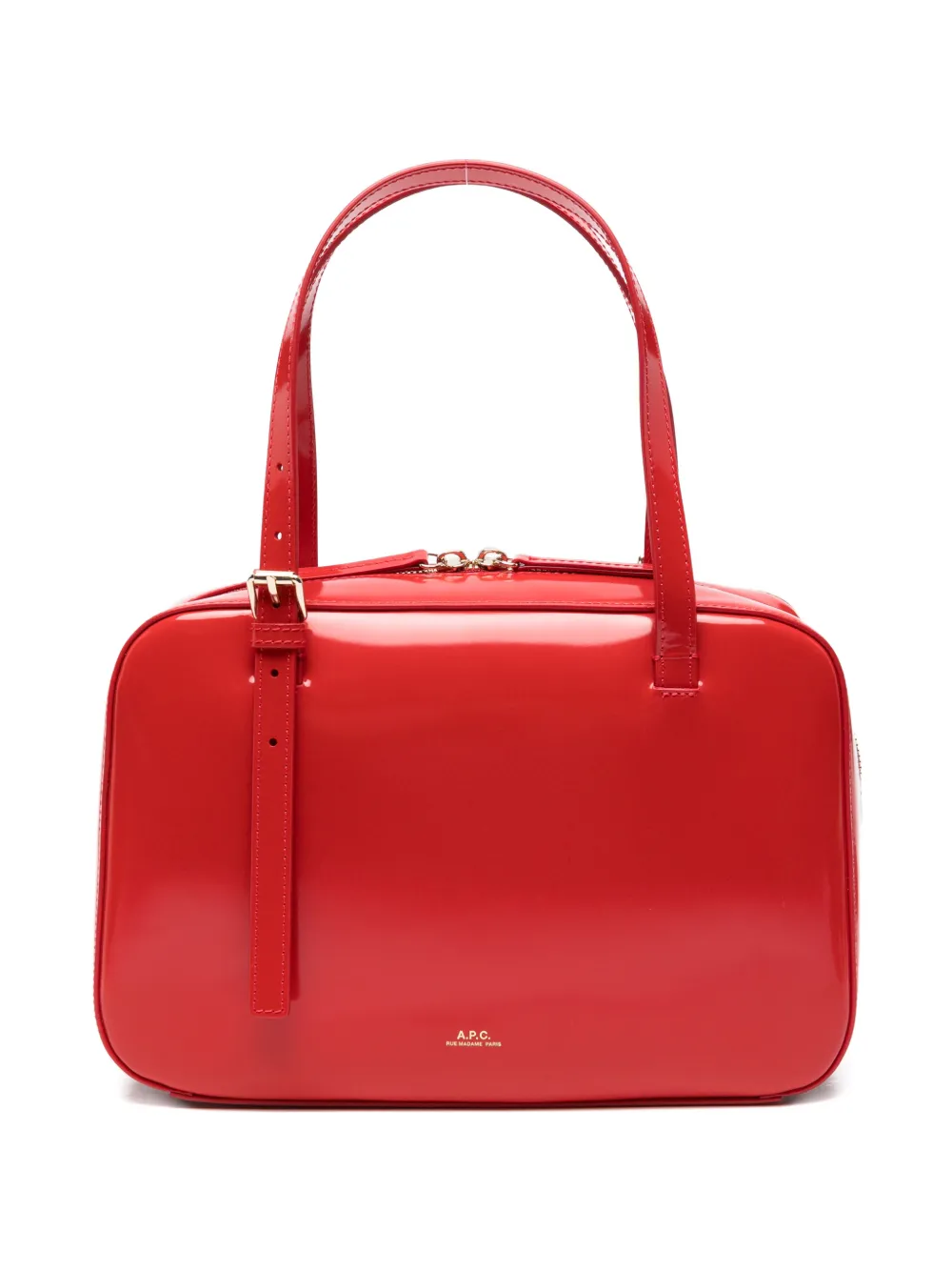 A.P.C. patent-finish buckle-detail tote bag - Rosso