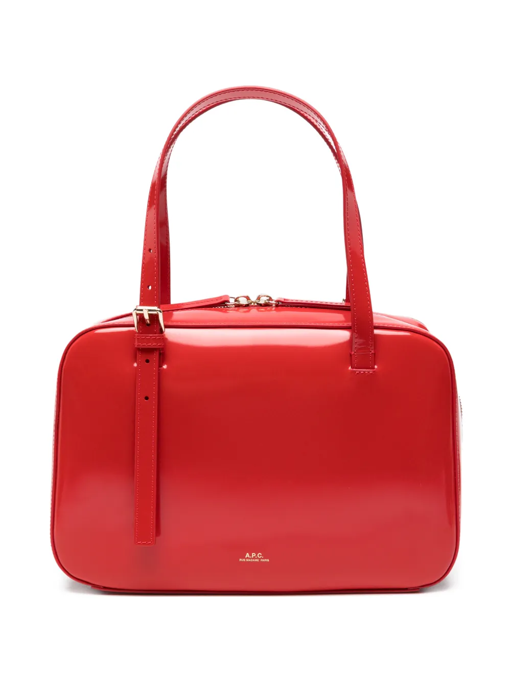 A.P.C. patent-finish buckle-detail tote bag - Rosso