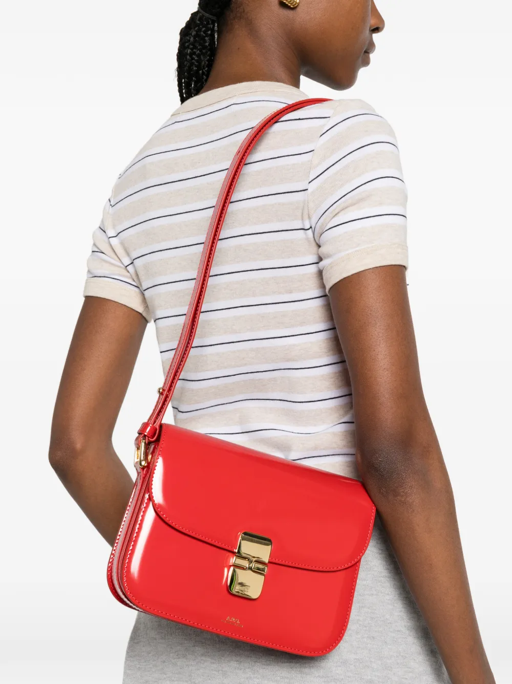 A.P.C. Grace kleine leren crossbodytas Rood