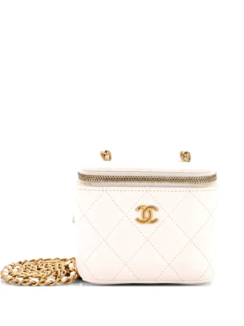 CHANEL Pre-Owned bolsa Vanity Pearl Crush mini de piel de cordero capitonada con cadena