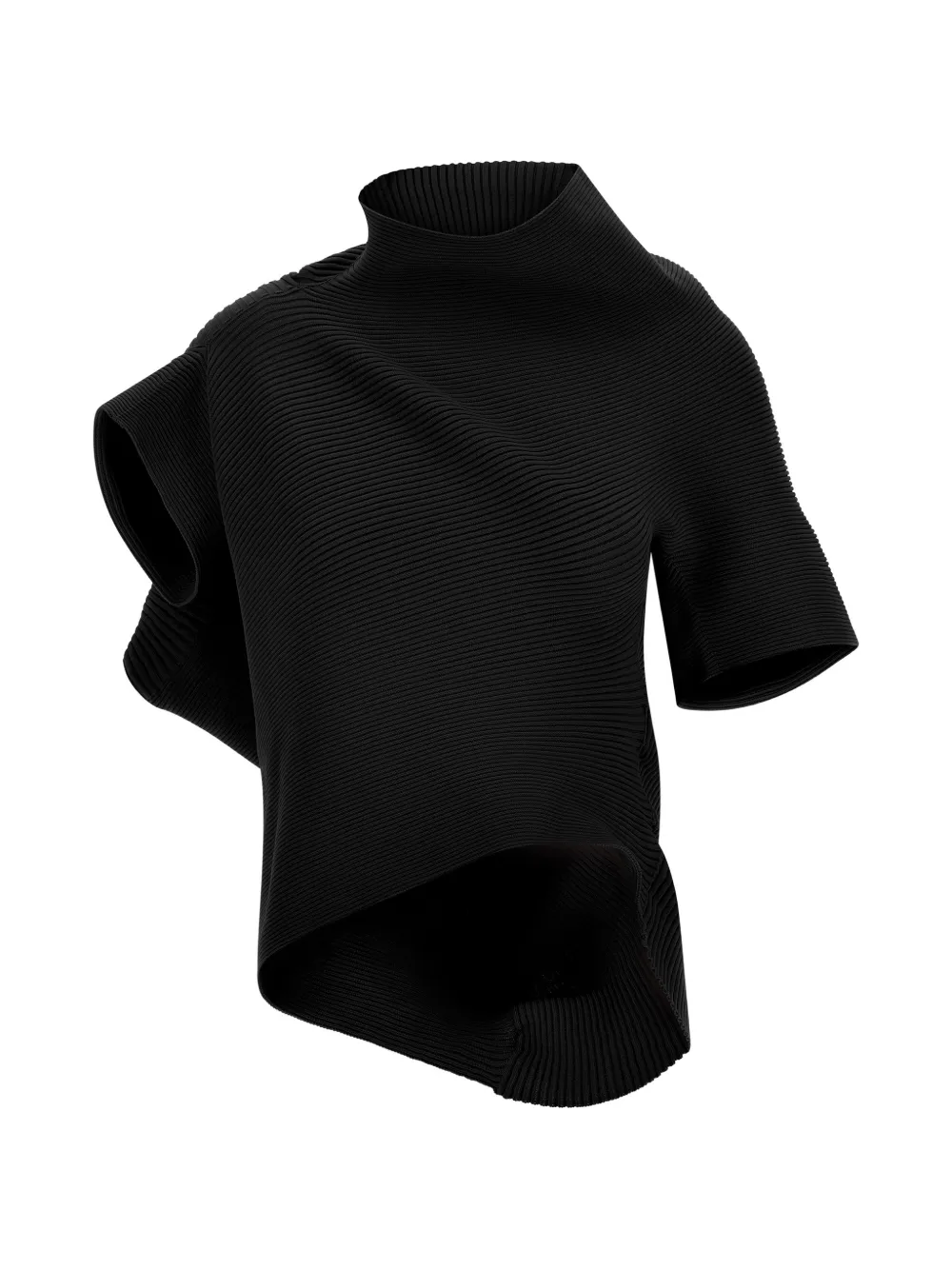 Issey Miyake Life Form asymmetric-design ribbed top - Schwarz