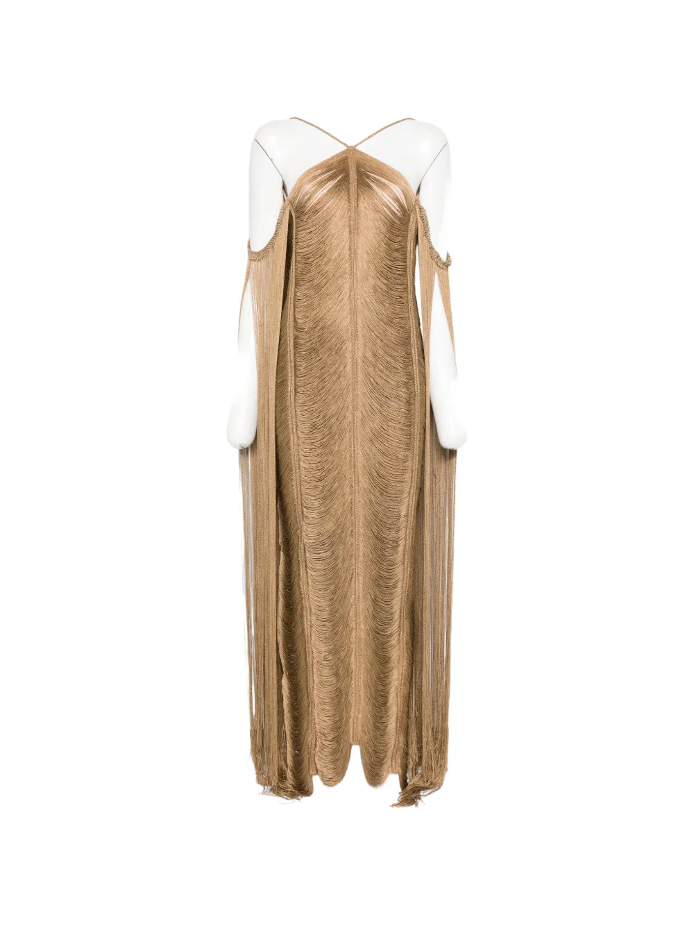 Bless Pelta fringed halterneck dress - Toni neutri