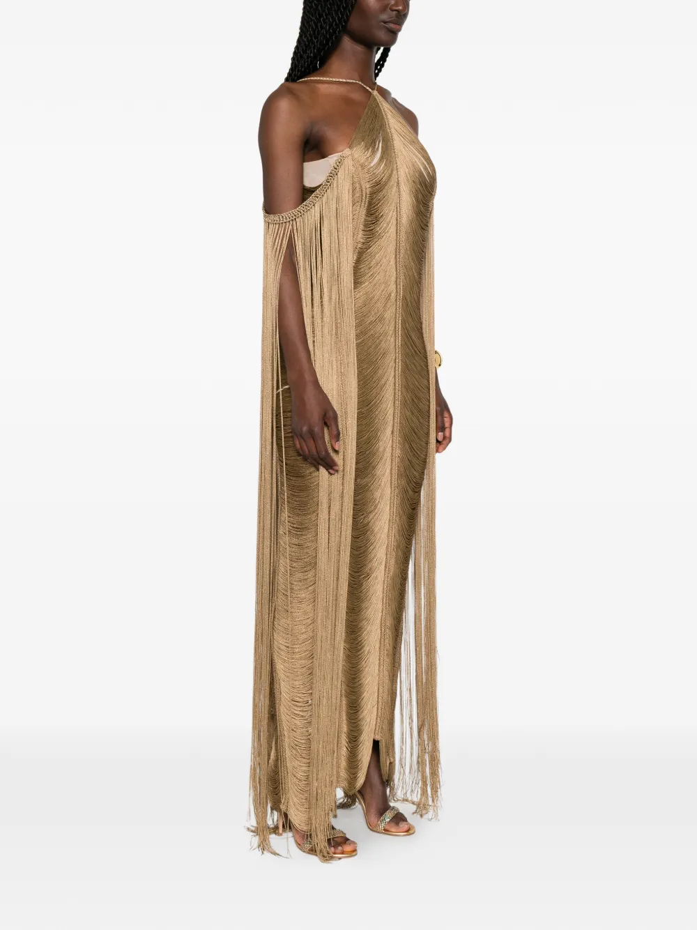  Bless Vestido Pelta Con Flecos - Neutro 
