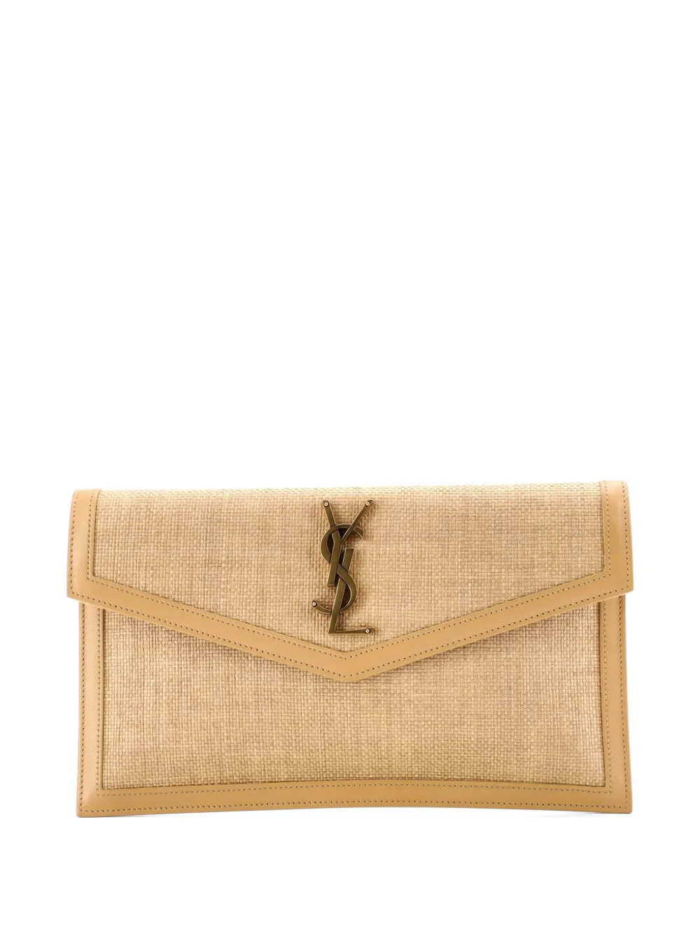 Saint Laurent Pre-Owned Uptown Pouch Raffia clutch bag - Toni neutri